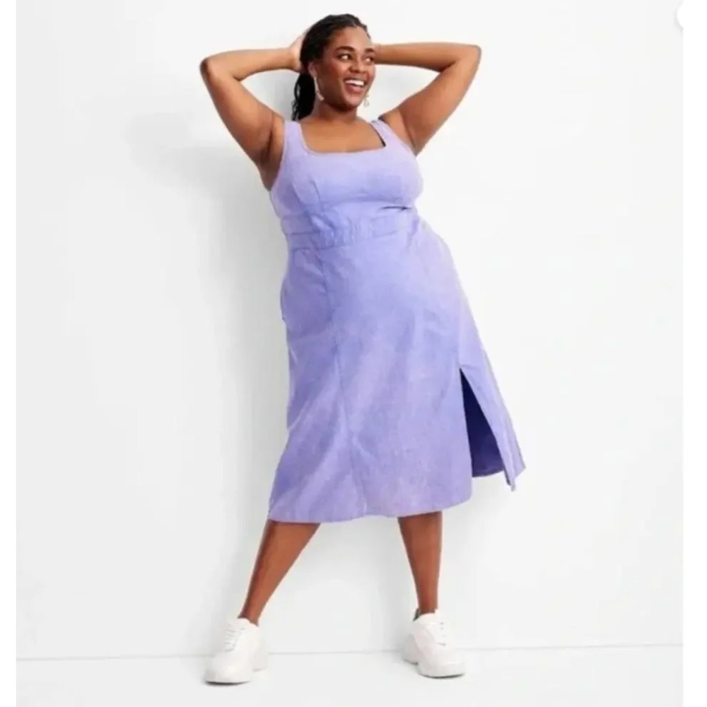 Future Collective Denim Dress 18 Purple Corset Midi Y2K Maximalist Acid Wash